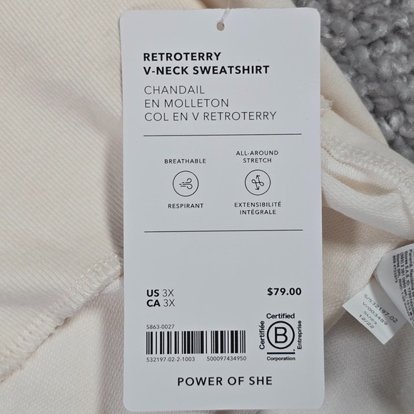 Athleta Retroterry Sweatshirt Womens 3X Cream Sleeveless V-Neck Shirt Active - Picture 7 of 11